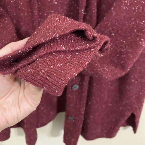 Isabella Bird Womens Sweater Cardigan Size L Duster Hoodie Silk Wool Blend Red - Picture 4 of 7